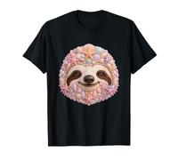 Cute Sloth with Seashells Beach Shells Lazy Animal Summer T-Shirt