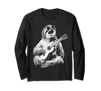 Cute Sloth with Sunglasses Guitar Player Funny Guitarist Long Sleeve T-Shirt