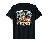 Cute Sloth Yoga Stretching and Coffee Lover Graphic T-Shirt