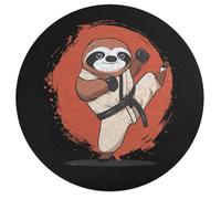 Cute Sloth1 Karate Round Wooden Puzzle Letter on Back