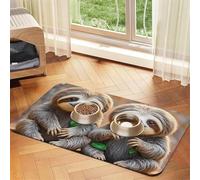 Cute Sloths Dog Food Mats for Floors, 16x24 Inch Non-Slip Super Absorbent Pet Food Mat, Dishwasher Dog Mat for Food and Water, Cute Rubber Quick Dry Pet Feeding Mat for Dogs Puppy Cats
