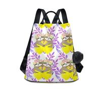 Cute Sloths Flower Yellow Lemons Stylish Women's Backpack with Anti Theft Design, Large Capacity, Printed Pattern, Versatile