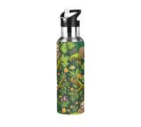 Cute Sloths Green Stainless Steel Vacuum Insulated Water Bottle 32 Oz, BPA-Free Sports Water Bottle with Straw Leakproof Water Bottles