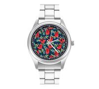 Cute Sloths on The Branches of Trees Men's Casual Watch with Stainless Steel Strap Alloy Quartz Wrist Watches