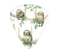 Cute Sloths On Yellow Lemons 12 Pcs Guitar Picks, 0.46mm/0.71mm/0.96mm Thickness, Guitar Plectrum With Storage Case For Acoustic-Electric Guitar Ukulele Bass