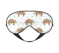 Cute Sloths On Yellow Lemons Double-Sided Silk Sleep Mask, Adjustable Light Blocking Eye Mask for Travel, Men & Women, Soft Comfortable Blindfold 20x10cm