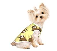 Cute sloths on yellow lemons print Dog Clothes T Shirts for Small Dogs Breathable Puppy Kitten Dog Shirts for Pet Dogs Cats