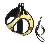 Cute sloths on yellow lemons print Dog Harness and Leash Set, Reflective Adjustable Puppy Vest for Small Medium Large Dogs, Cats
