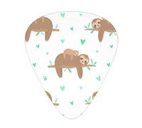 Cute sloths on yellow lemons Print Guitar Picks, 12 Pcs Guitar Plectrums Celluloid Pick Classical Triangle Picks for Acoustic, Electric, Bass Guitar including 0.46mm 0.71mm 0.96mm