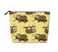 Cute Sloths On Yellow Lemons Print Makeup Bag Travel Toiletry Bag,Travel Makeup Bag,Portable Women Makeup Organizer Case