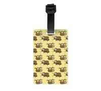 Cute Sloths on Yellow Lemons Print Multi-Use PVC Luggage Tag Versatile ID Holder for Strollers and Bags Practical Travel Accessory