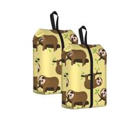 Cute Sloths On Yellow Lemons Print Trainer Bag Portable Boot Bag with Zipper Closure Storage Pouch for Travel Home-2pcs