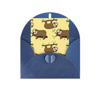 Cute Sloths On Yellow Lemons Printing Blank Pearl Paper Greeting Card,Vertical Notecards Designs, Envelopes For Thank You, Invitations