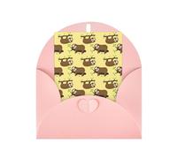Cute Sloths On Yellow Lemons Printing Notecards With Envelopes,Vertical Love Buckle Blank Pearl Paper Packaging Holiday Greeting