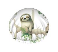 Cute Sloths On Yellow Lemons Shower Cap For Women'S - Reusable Waterproof Shower Hair Cap For Bathing, Skin Care, And Home