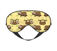 Cute Sloths On Yellow Lemons Sleep Eye Mask Smooth Soft Adjustable Shading Blindfold Eye Mask for Rest Travel