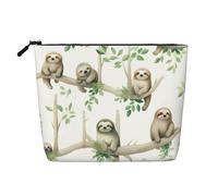 Cute Sloths On Yellow Lemons Toiletry Bags for Women, Portable Travel Cosmetic Bag, Daily Organiser with Zipper