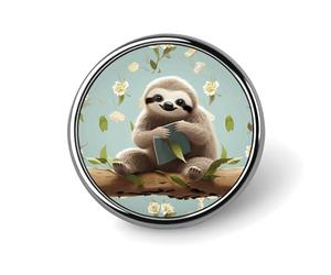 Cute Sloths Round Lapel Pins for Men Women Metal Button Pin Fashion Personalized Brooch Pins for Men Suits Cute Brooch Badge for Backpack Clothing Hat Bag Decoration