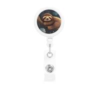 Cute Sloths Sleeping Retractable Badge Reel Heavy Duty Badge Holder with Belt Clip Retractable Lanyards ID Card Holder with Keychain Name Badge Clips for Office Nurse Employee