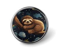 Cute Sloths Sleeping Round Badge Personalized Metal Lapel Pin Badges Fit Clothing Bags Hat Humorous Printed Brooch Badge Party Decorations Accessories for Men Women