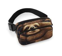 Cute Sloths Sleeping Waist Bag Fashion Fanny Bag with Adjustable Strap for Outdoor Workout Cycling Unisex, white, 20x13cm, Waist Bag