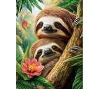 Cute Sloths Stamped Cross Stitch Kits for Beginners Adults - Preprinted 11CT Easy Pattern Needlepoint Kits, Arts and Crafts for Home Decor (11.8x15.7inch) 114