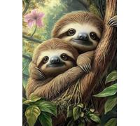 Cute Sloths Stamped Cross Stitch Kits for Beginners Adults - Preprinted 11CT Easy Pattern Needlepoint Kits, Arts and Crafts for Home Decor (11.8x15.7inch) 116