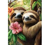 Cute Sloths Stamped Cross Stitch Kits for Beginners Adults - Preprinted 11CT Easy Pattern Needlepoint Kits, Arts and Crafts for Home Decor (11.8x15.7inch) 115