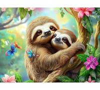 Cute Sloths Stamped Cross Stitch Kits for Beginners Adults - Preprinted 11CT Easy Pattern Needlepoint Kits, Arts and Crafts for Home Decor (11.8x15.7inch) 118
