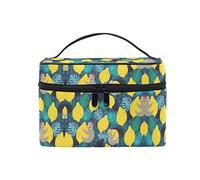 Cute Sloths Yellow Lemons Cosmetic Bag Organizer Zipper Makeup Bags Pouch Toiletry Case for Girl Women