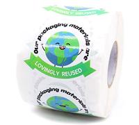 Cute Small Business Stickers,Funny Our Packaging Materials are Lovingly Recycling Sticker for Reused Box Mail Envelopes Shipping Package Packaging 500 PCS