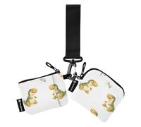 Cute Small Dino White Women's Coin Pouches Card Holder Minimalist Card Wallet Money Organizer with Keychain for Men Women 2 Pcs, cute small Dino white, One Size, Modern