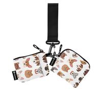 Cute Small Dog Faces White Double Wrist Wallets for Women Slim Detachable Zipper Cash Coin Purse with Zipper Pocket for Work Travel 2 Packs, Multicolor, 4.13"(L) x, multi-coloured, 4.13"(L) x 3.5"(W),