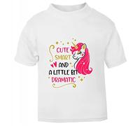 Cute Smart and a Little bit Dramatic Unicorn [BBY4] Short Sleeve Cotton Toddler t Shirt, 2-3 Years, White