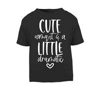Cute Smart and a Little Dramatic (Style Two Text) [BBY6] Short Sleeve Cotton Toddler t Shirt, 3-4 Years, Black