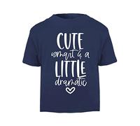 Cute Smart and a Little Dramatic (Style Two Text) [BBY6] Short Sleeve Cotton Toddler t Shirt, 3-4 Years, Navy