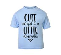 Cute Smart and a Little Dramatic (Style Two Text) [BBY6] Short Sleeve Cotton Toddler t Shirt, 3-4 Years, Pastel Blue