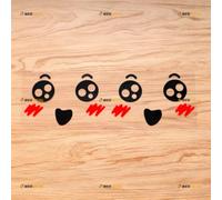 Cute Smile Face Car Side Mirror Sticker Decal Vinyl - Pair Black+Red 12.7cm - No Background Die-Cut 0125B5