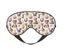 Cute Smile Teddy Bear Sleep Eye Mask with Adjustable Strap BlockingLights Eye Cover Soft Eye Shade Breathable Sleep Mask for Men Women pattern-148