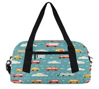 Cute Smiley Doodle Kids Duffle Bag Boys Girls Small Sport Dance Gym Bag for Overnight Travel Weekender Carry On, Car Graffiti, 18.5"L x 9.4"W x 7.8"H
