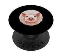 Cute Smiling Adorable Fluffy White Pink Pig PopSockets Adhesive PopGrip