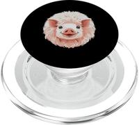 Cute Smiling Adorable Fluffy White Pink Pig PopSockets PopGrip for MagSafe