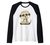 Cute Smiling Baby Meerkat Animal Illustration Raglan Baseball Tee
