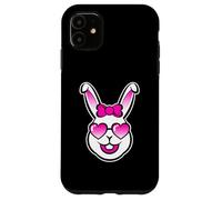 Cute Smiling Bunny Happy Face With Pink Sunglasses And A Bow Case for iPhone 11