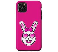 Cute Smiling Bunny Happy Face With Pink Sunglasses And A Bow Case for iPhone 11 Pro Max