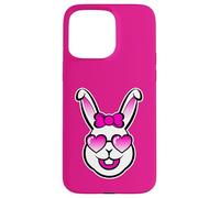 Cute Smiling Bunny Happy Face With Pink Sunglasses And A Bow Case for iPhone 15 Pro Max