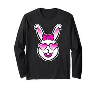Cute Smiling Bunny Happy Face With Pink Sunglasses And A Bow Long Sleeve T-Shirt