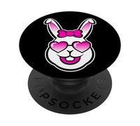 Cute Smiling Bunny Happy Face With Pink Sunglasses And A Bow PopSockets Adhesive PopGrip