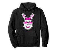 Cute Smiling Bunny Happy Face With Pink Sunglasses And A Bow Pullover Hoodie