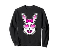 Cute Smiling Bunny Happy Face With Pink Sunglasses And A Bow Sweatshirt